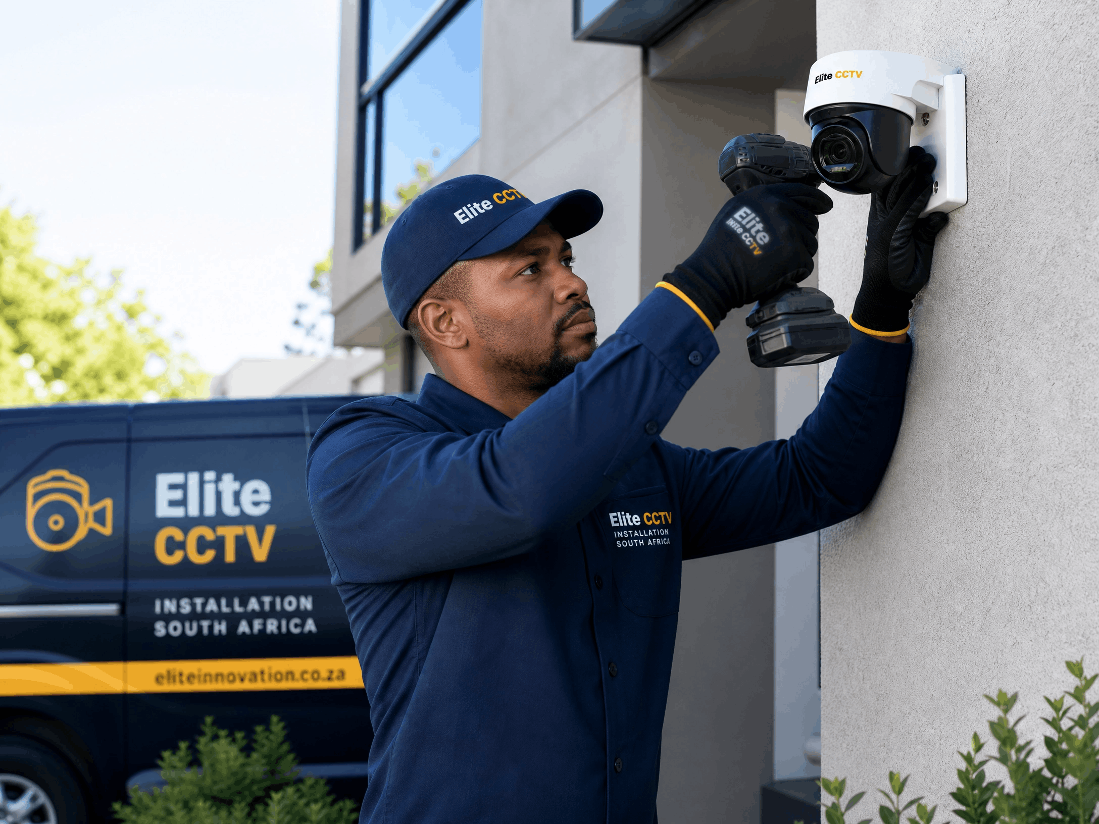 Certified Elite CCTV Installation Technicians at work